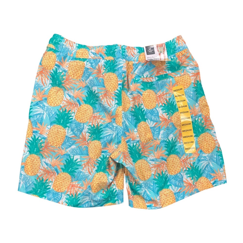 NWT Member's Mark Men's 4-Way Stretch UPF 50 Swim Trunk Pineapple Bloom XL